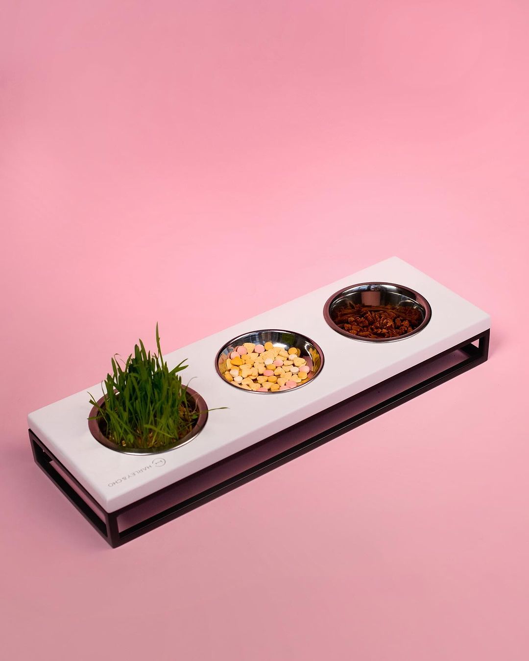 Bowls for Cats Three Bowl Feeding Station Sturdy Stylish